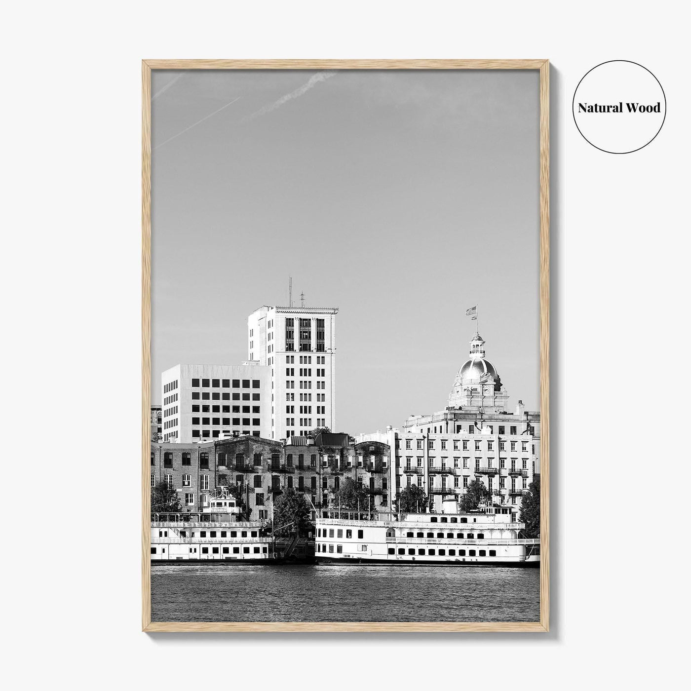 Savannah Skyline Black and White Fine Art Photo Print, Georgia USA, Wall Decor