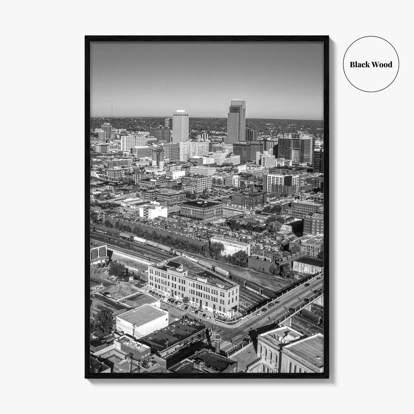 Omaha Skyline Black and White Fine Art Photo Print, Nebraska Downtown, USA Poster