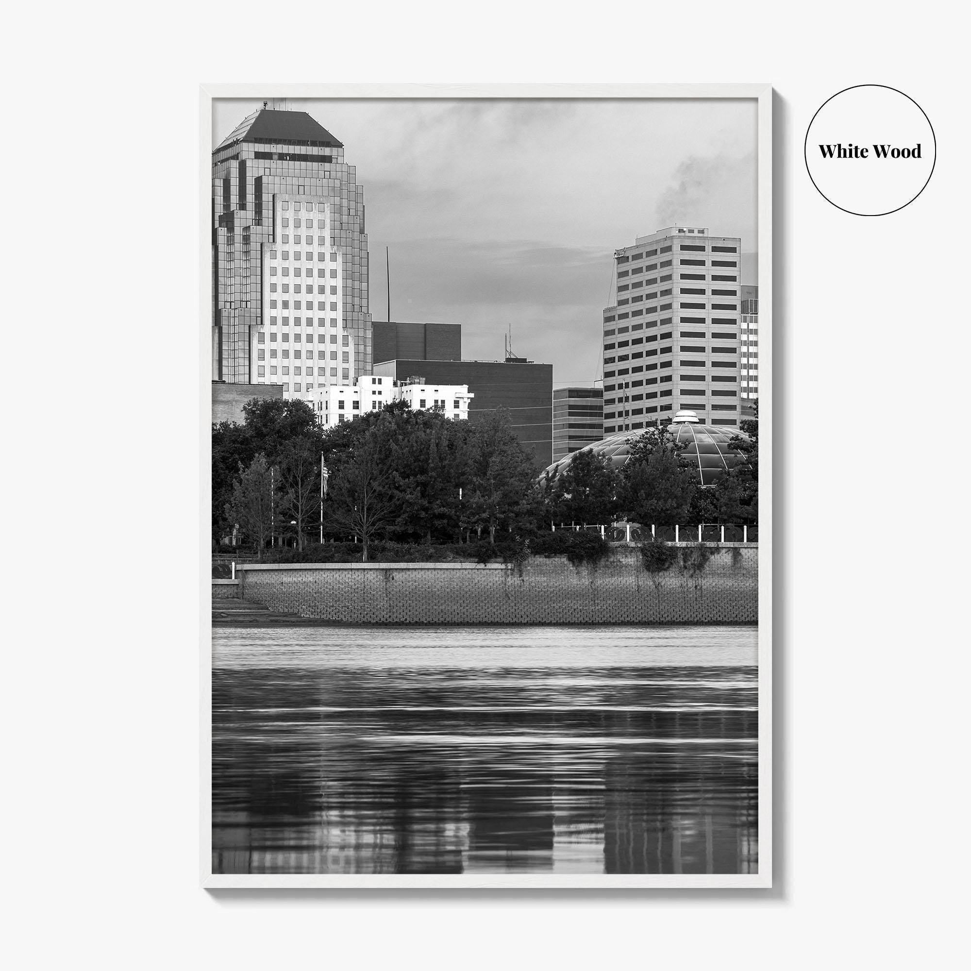 Shreveport Skyline Black and White Fine Art Photo Print, Red River Louisiana Poster
