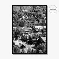 Telluride Black and White Fine Art Photo Print, Colorado Mountain Village Poster