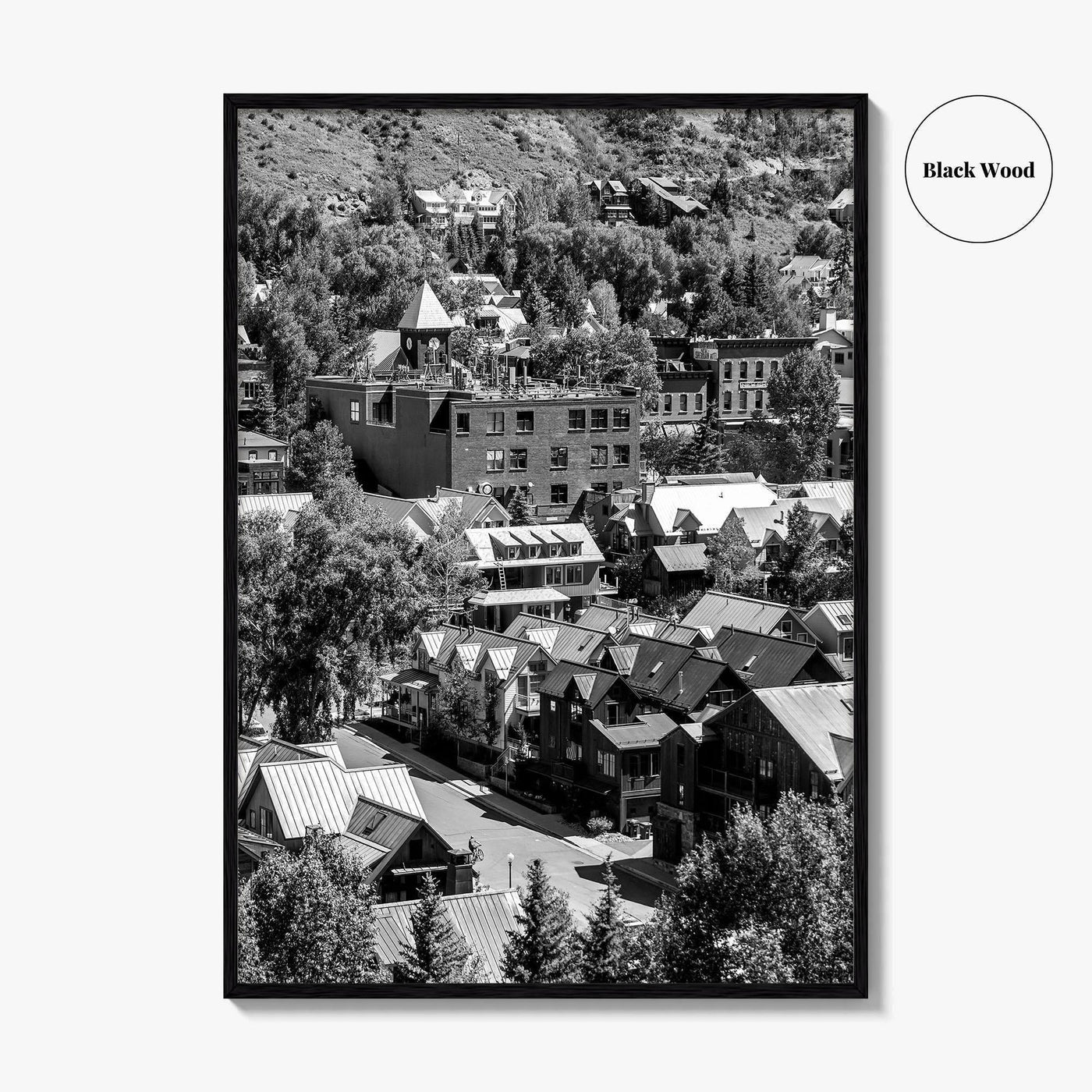 Telluride Black and White Fine Art Photo Print, Colorado Mountain Village Poster