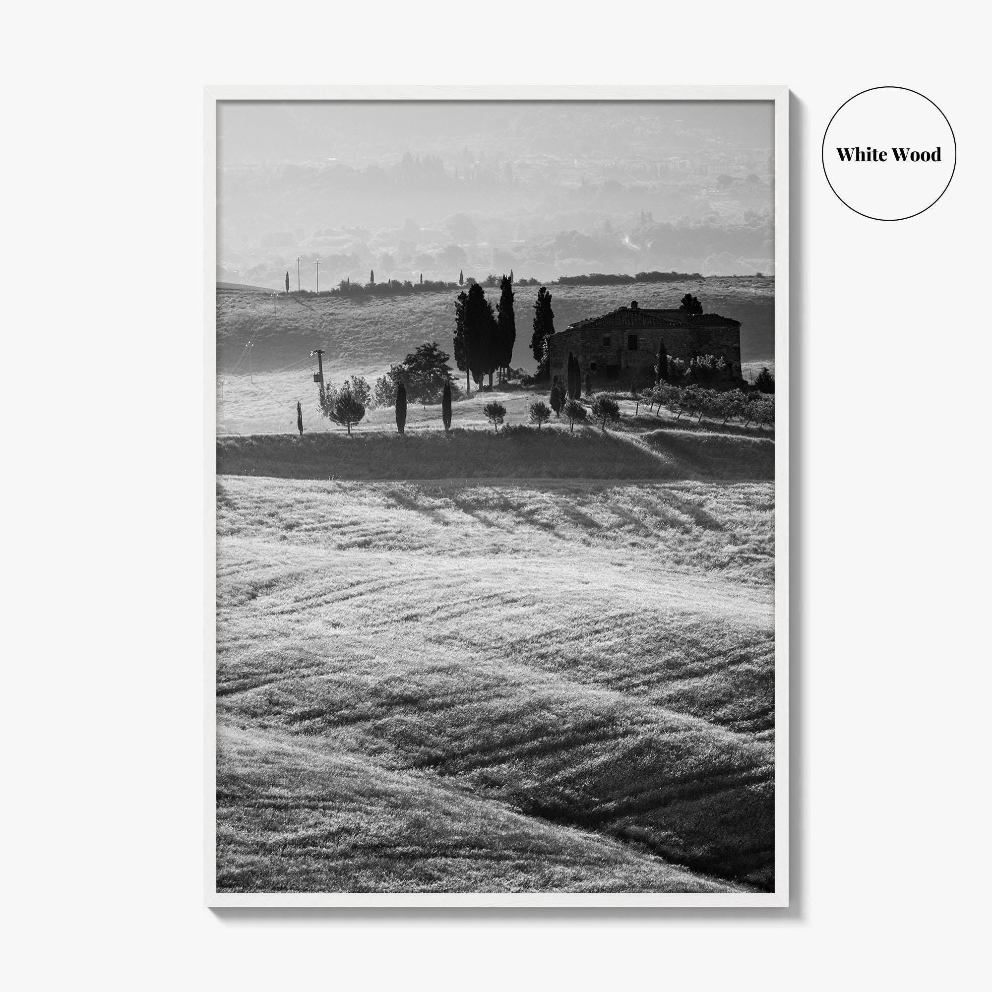 Tuscany Black and White Fine Art Photo Print, Italy Landscape Wall Decor Poster