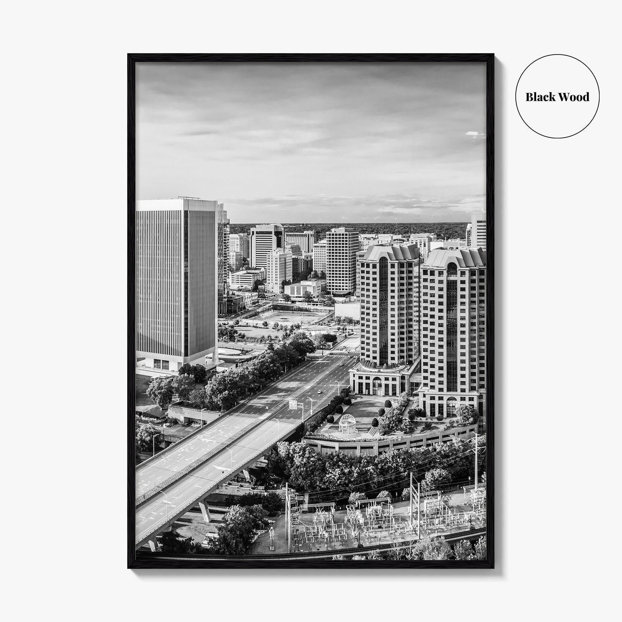 Richmond Skyline Black and White Fine Art Photo Print, Virginia, USA, James River, Poster