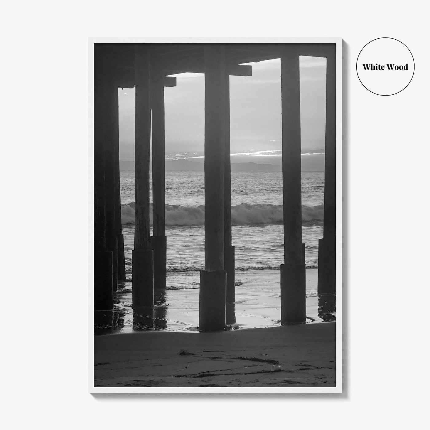 Ventura Black and White Fine Art Photo Print, Pier, California Coast Wall Poster, USA