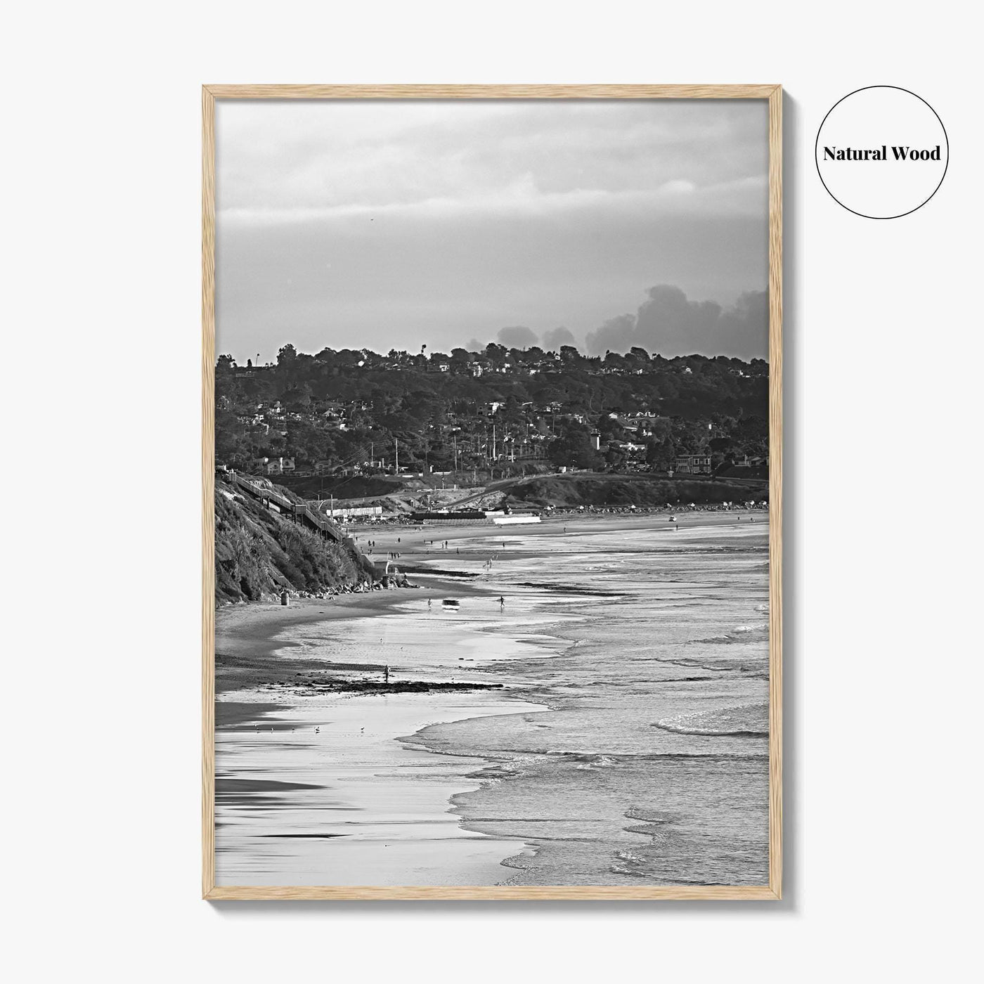 Solana Beach Black and White Fine Art Photo Print, San Diego California Poster