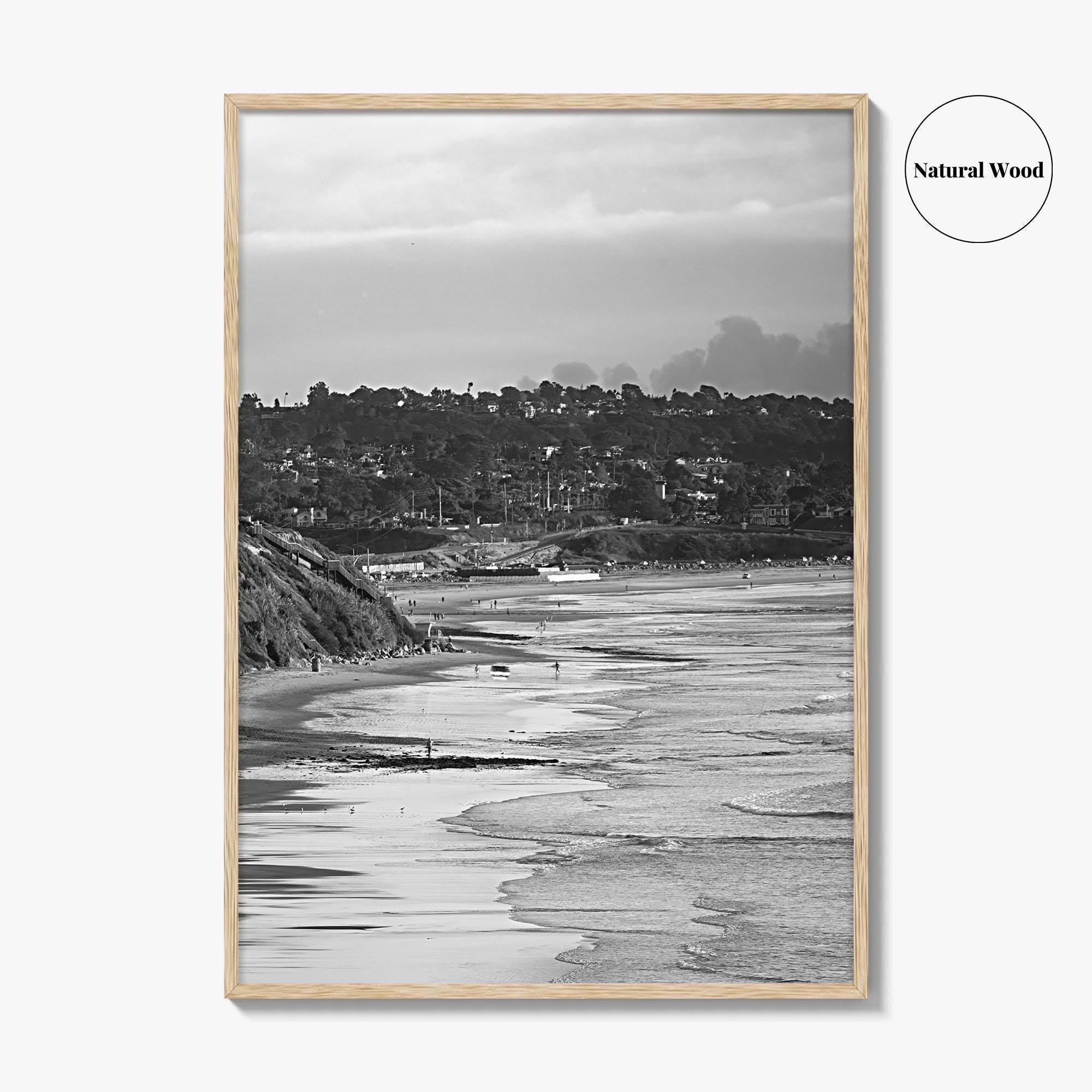 Solana Beach Black and White Fine Art Photo Print, San Diego California Poster