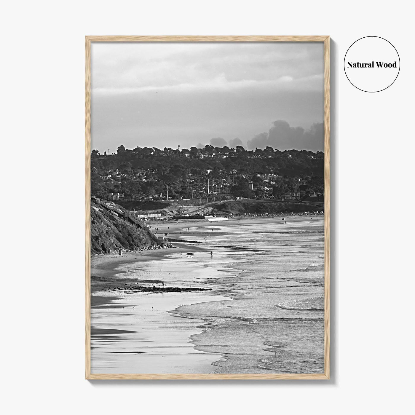 Solana Beach Black and White Fine Art Photo Print, San Diego California Poster
