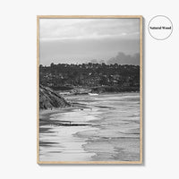 Solana Beach Black and White Fine Art Photo Print, San Diego California Poster