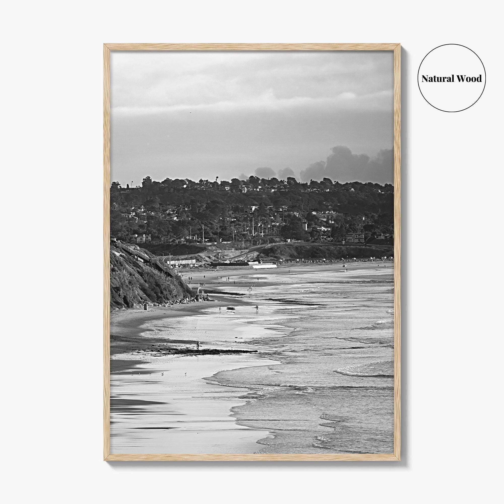 Solana Beach Black and White Fine Art Photo Print, San Diego California Poster
