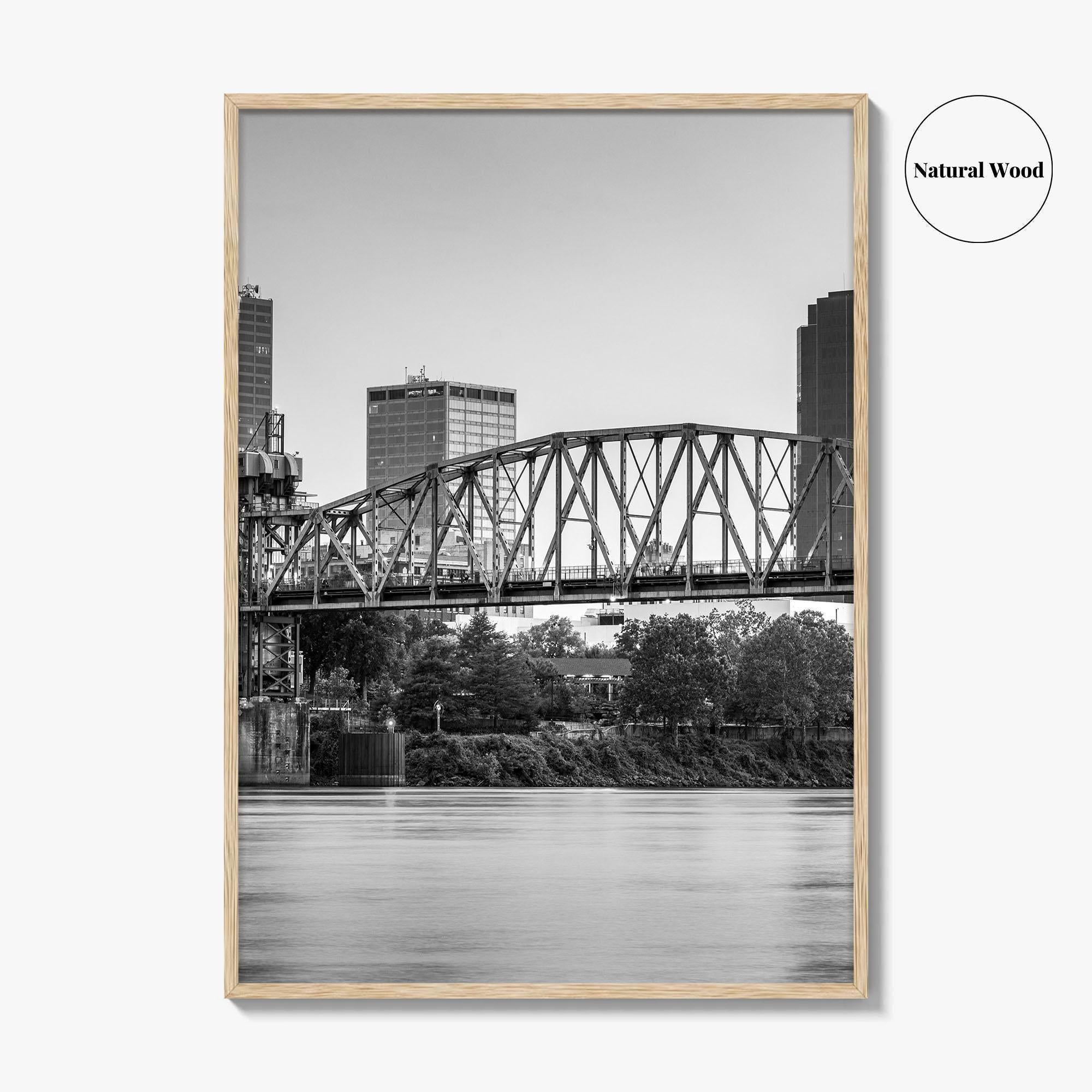Little Rock Skyline Black and White Fine Art Photo Print, Arkansas Wall Poster, USA