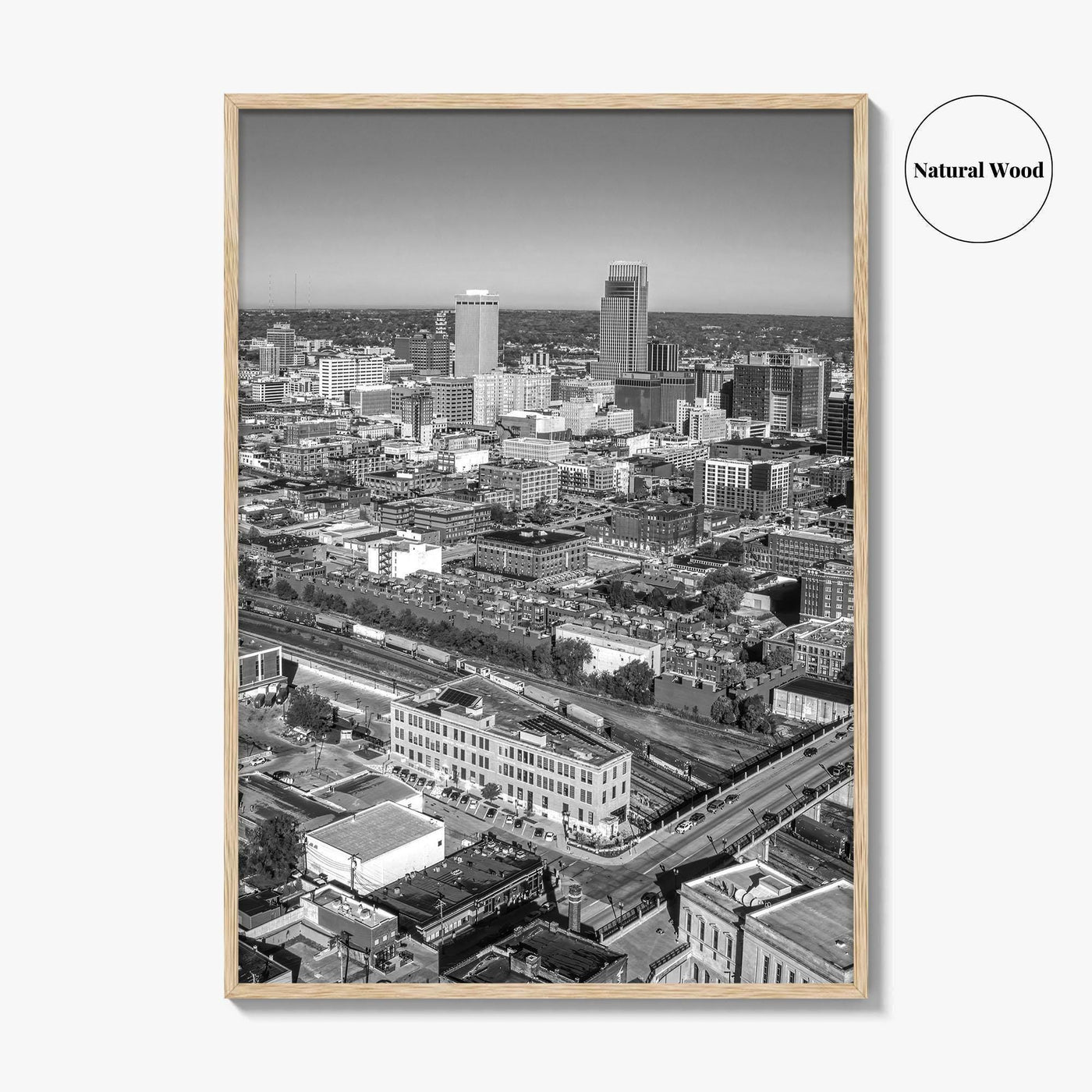 Omaha Skyline Black and White Fine Art Photo Print, Nebraska Downtown, USA Poster