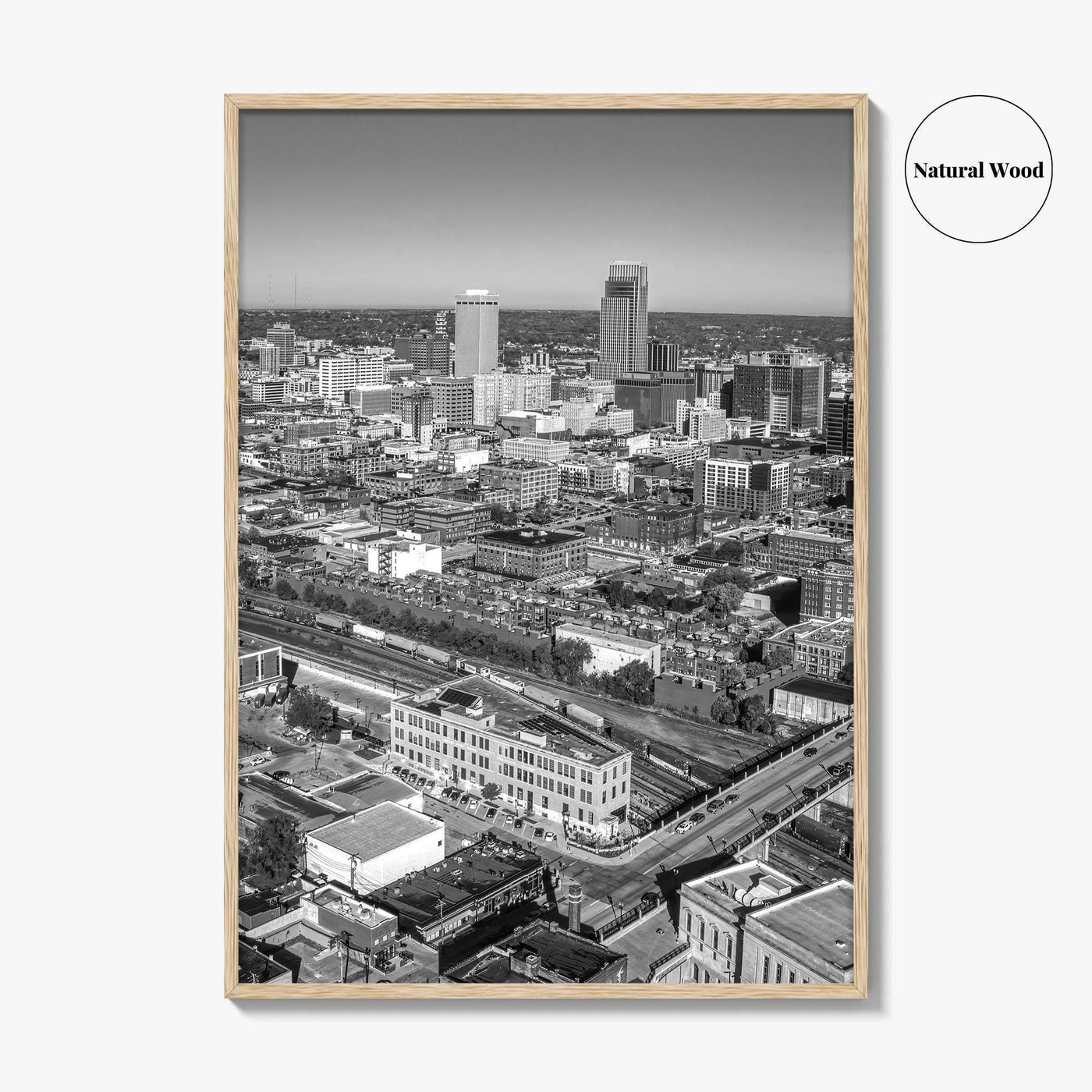 Omaha Skyline Black and White Fine Art Photo Print, Nebraska Downtown, USA Poster