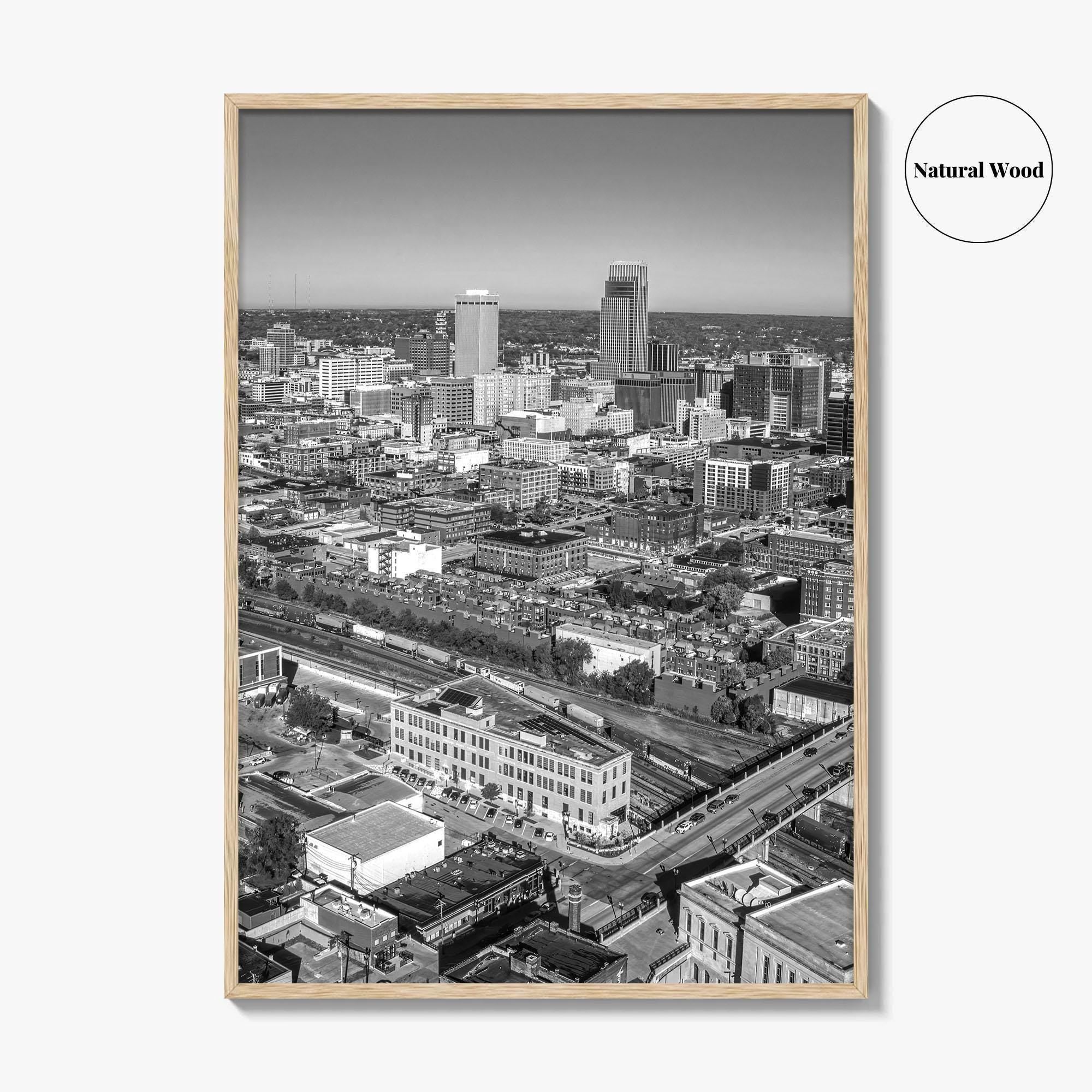Omaha Skyline Black and White Fine Art Photo Print, Nebraska Downtown, USA Poster