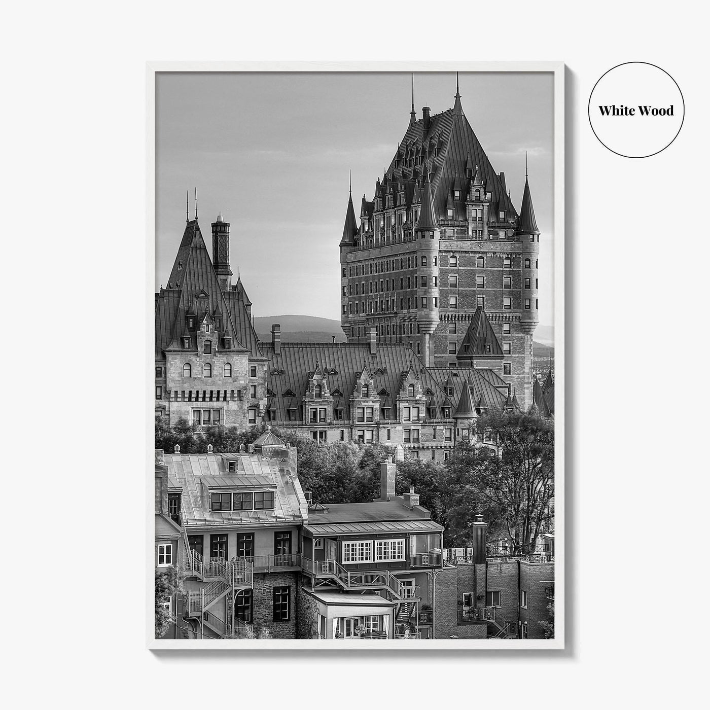 Quebec City Black and White Fine Art Photo Print, Chateau Frontenac Canada Poster