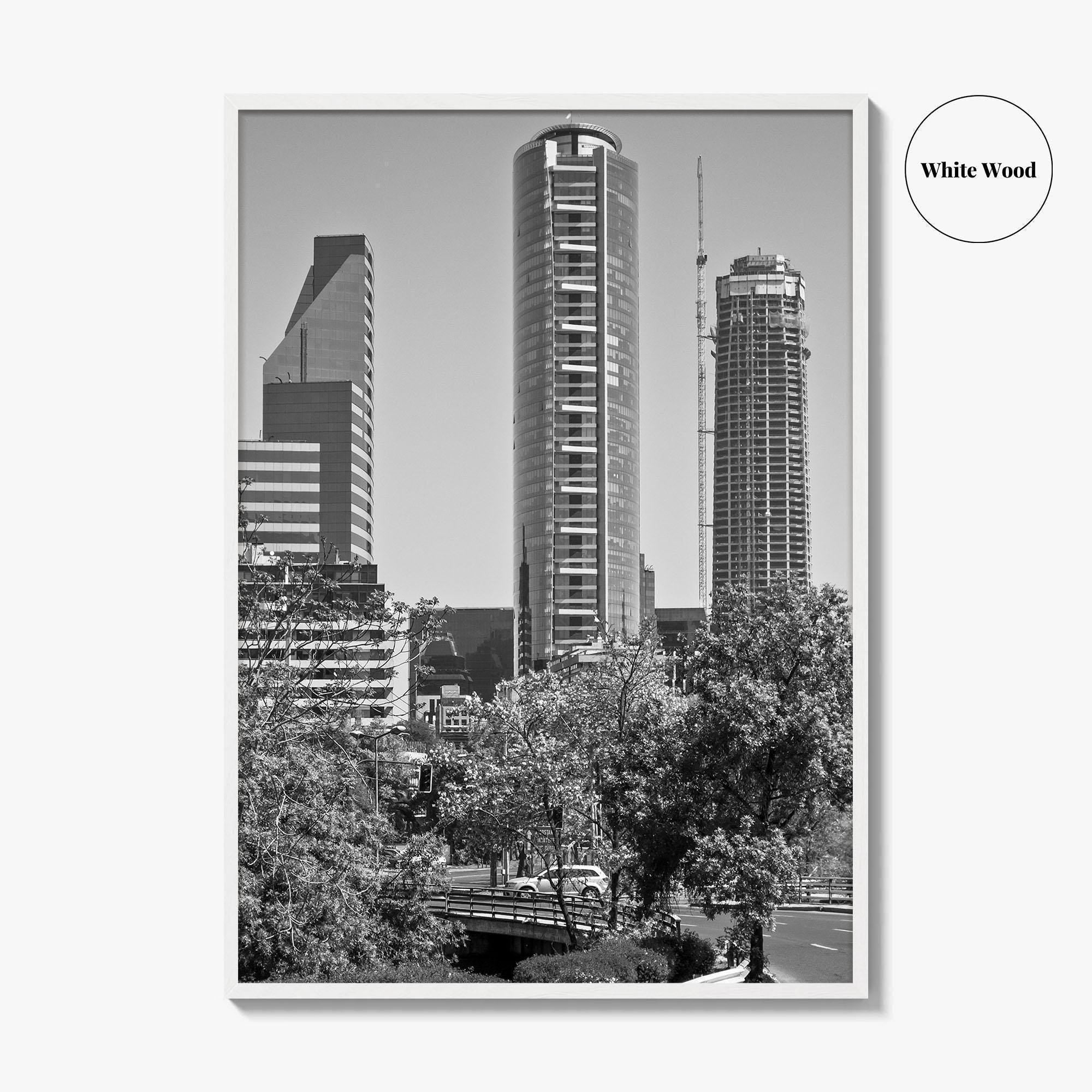 Santiago de Chile Skyline Black and White Fine Art Photo Print, Wall Decor Poster