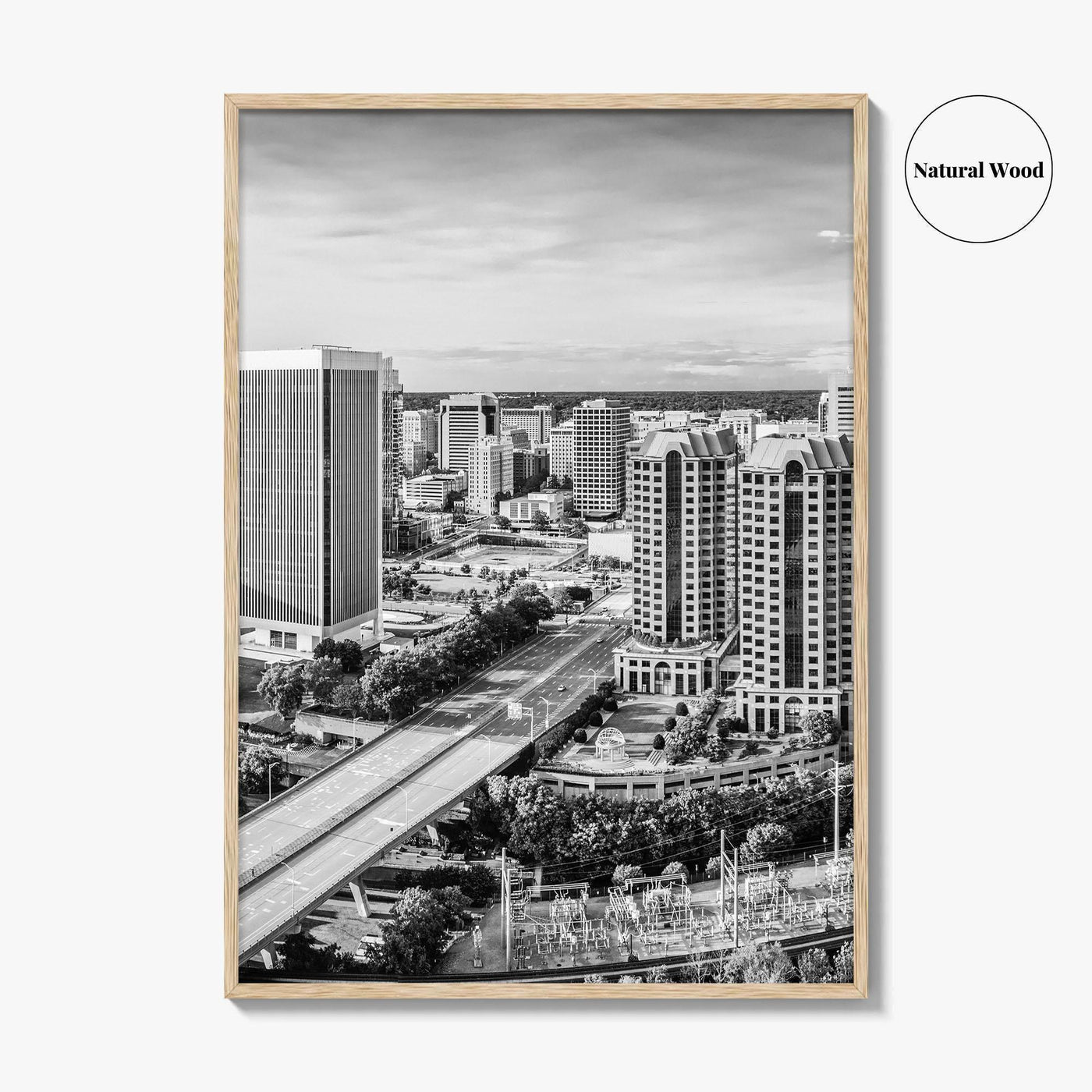 Richmond Skyline Black and White Fine Art Photo Print, Virginia, USA, James River, Poster
