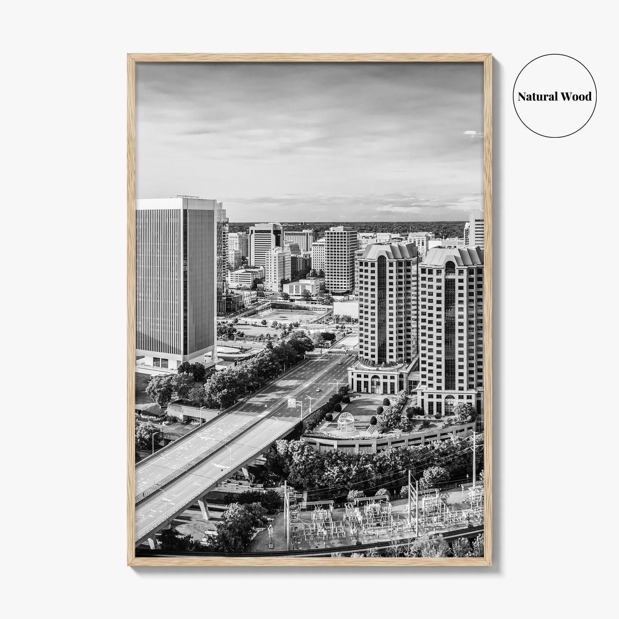 Richmond Skyline Black and White Fine Art Photo Print, Virginia, USA, James River, Poster