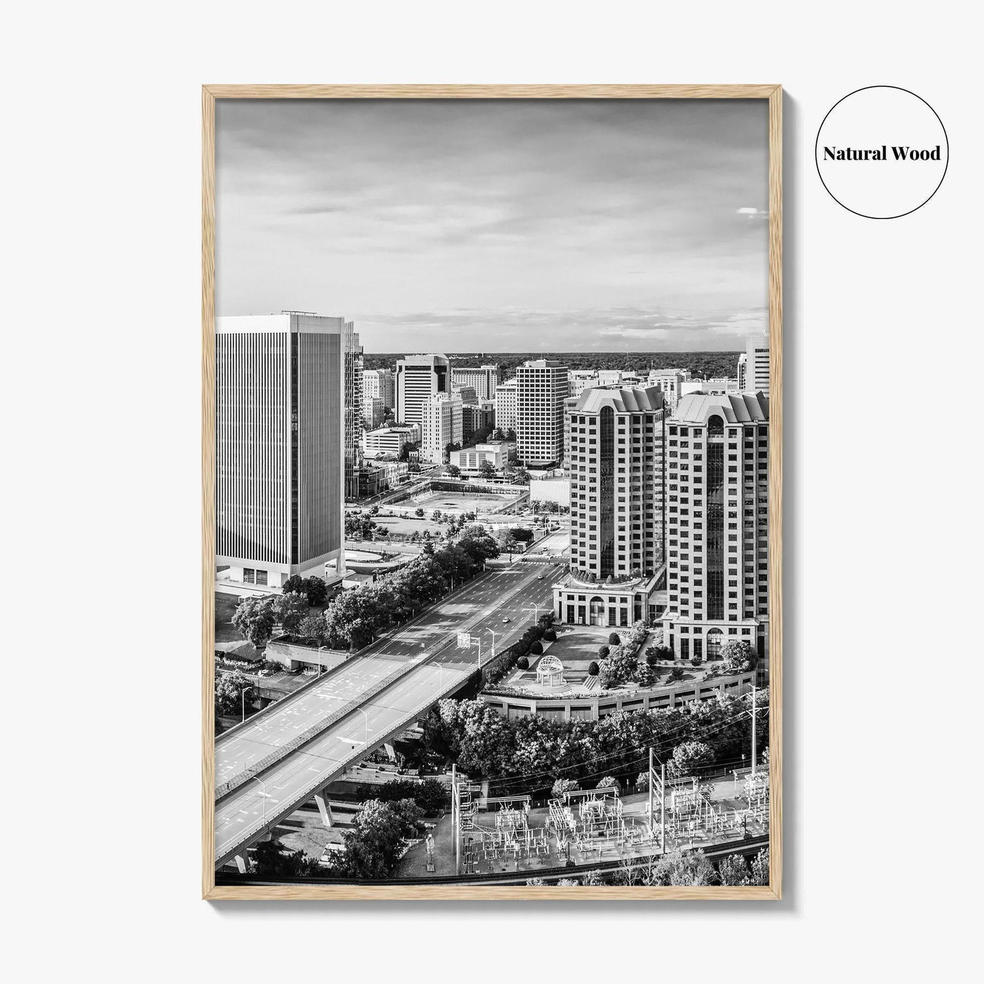 Richmond Skyline Black and White Fine Art Photo Print, Virginia, USA, James River, Poster