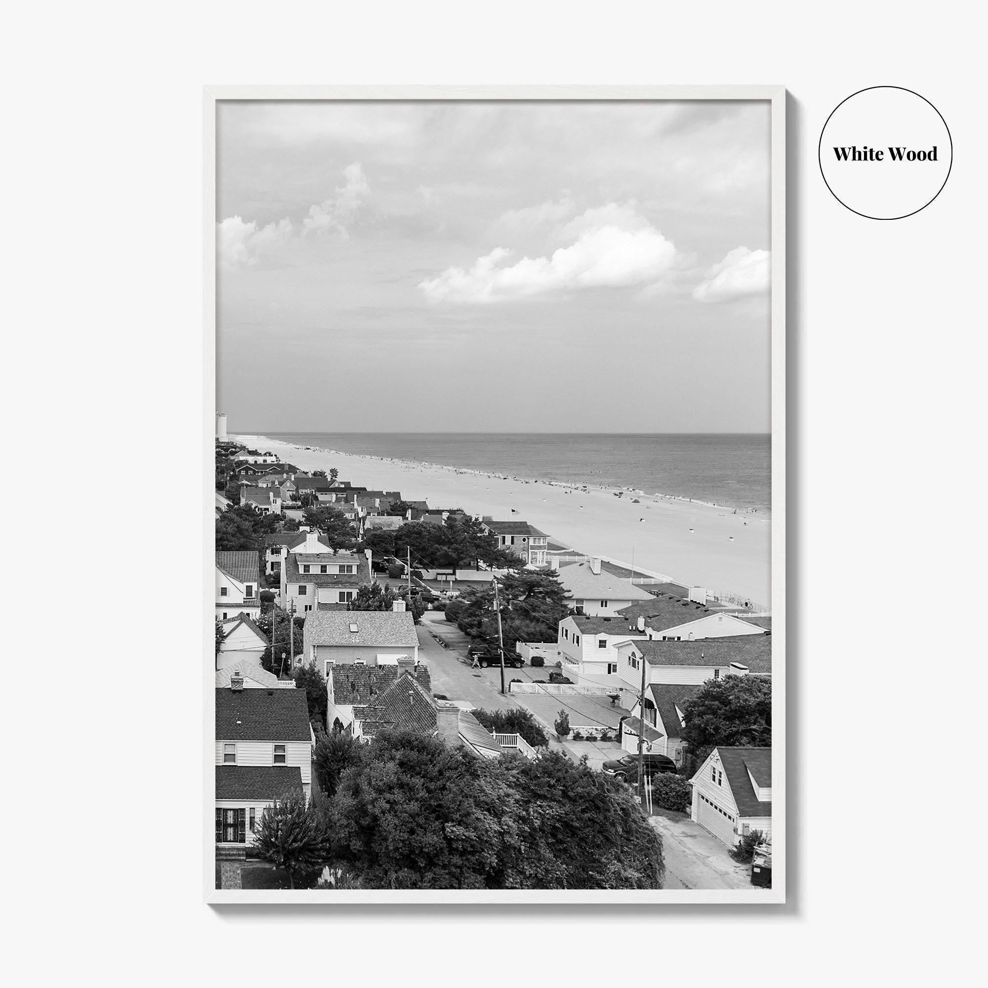 Virginia Beach Black and White Fine Art Photo Print, Aerial Oceanfront Poster, USA