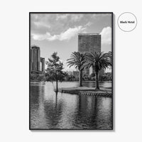 Orlando Skyline Black and White Fine Art Photo Print, Lake Eola Florida Poster