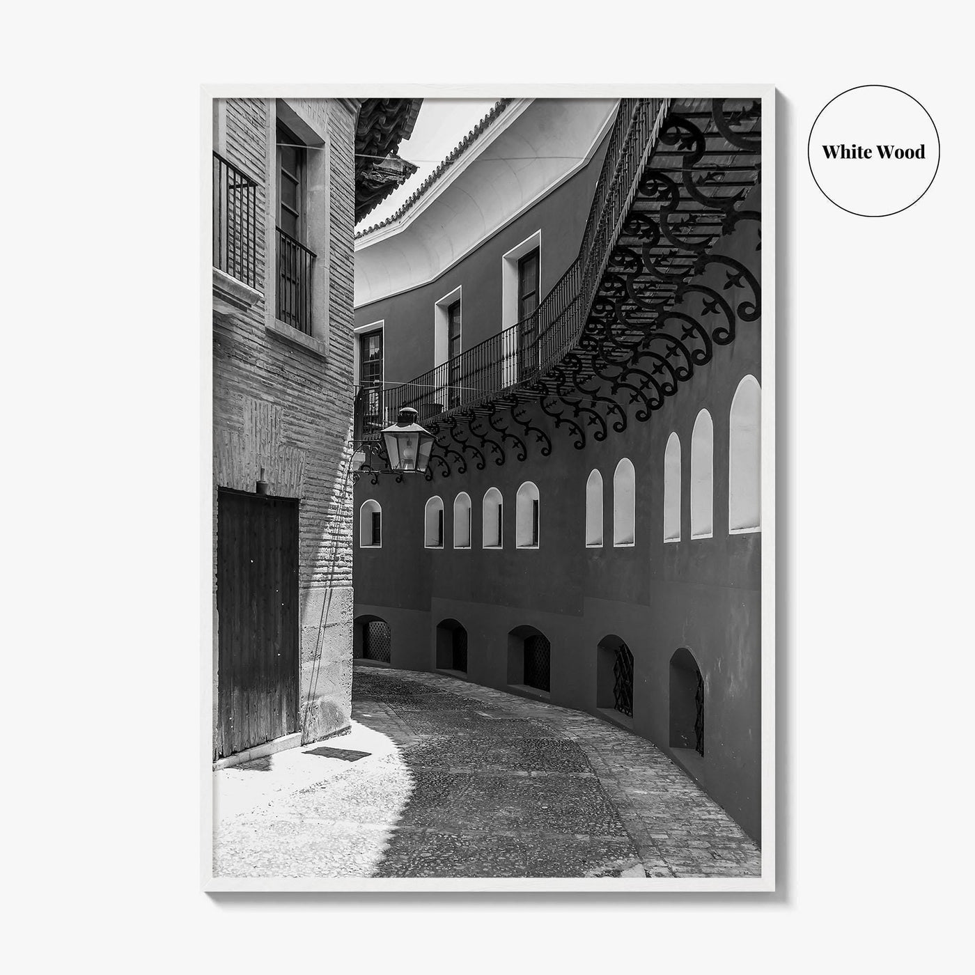 Toledo Black and White Fine Art Photo Print, Old Town Street, Spain Poster
