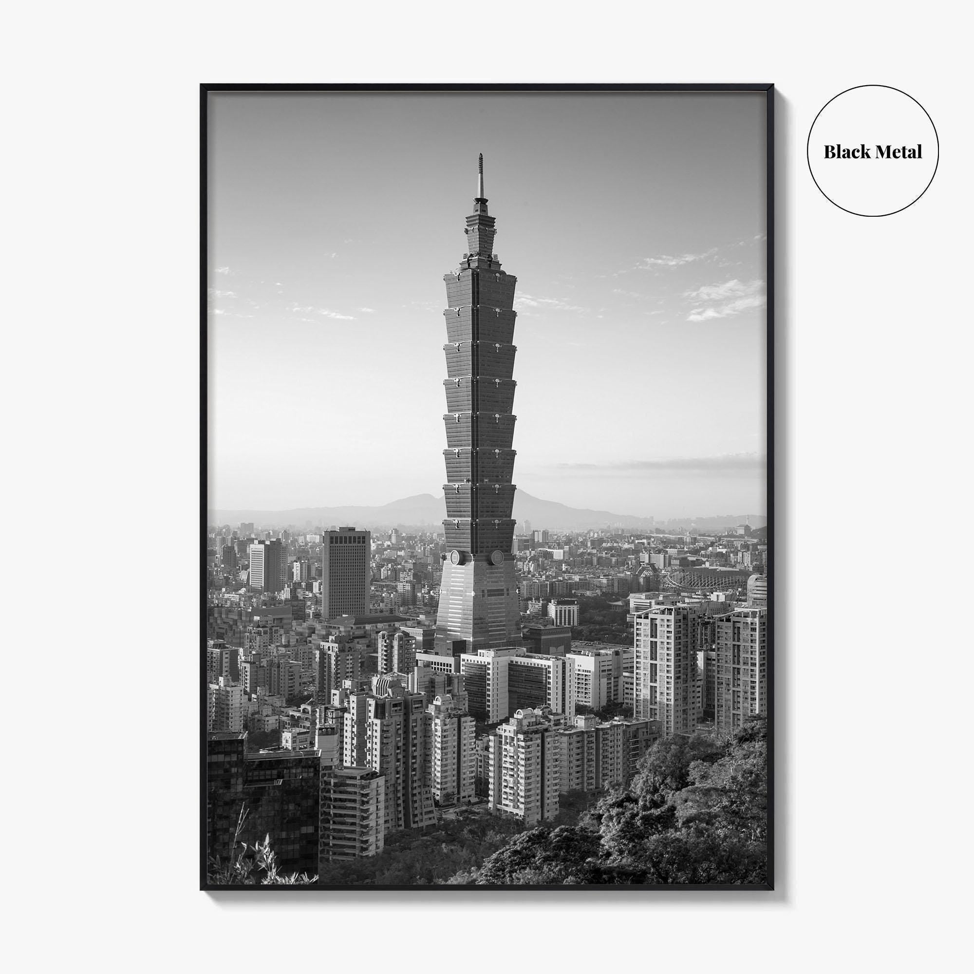 Taipei Skyline Black and White Fine Art Photo Print, Taiwan, City Poster