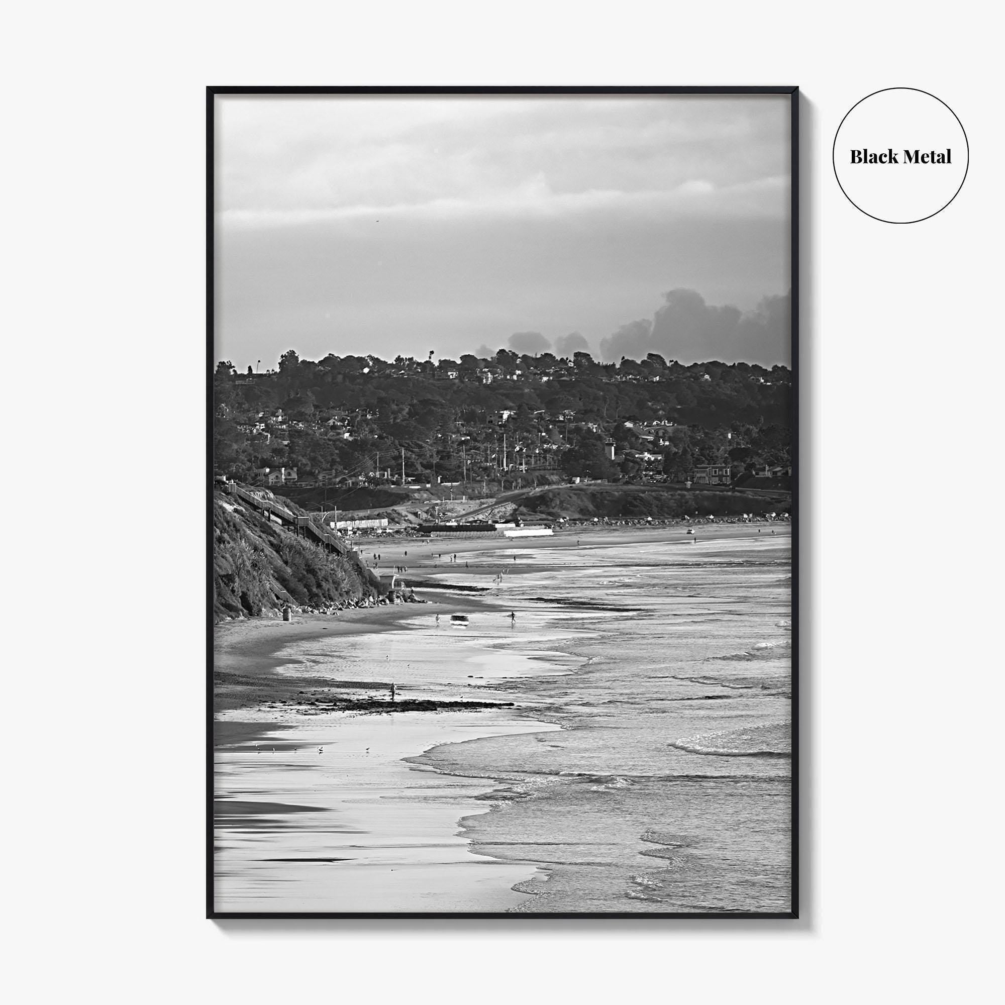 Solana Beach Black and White Fine Art Photo Print, San Diego California Poster
