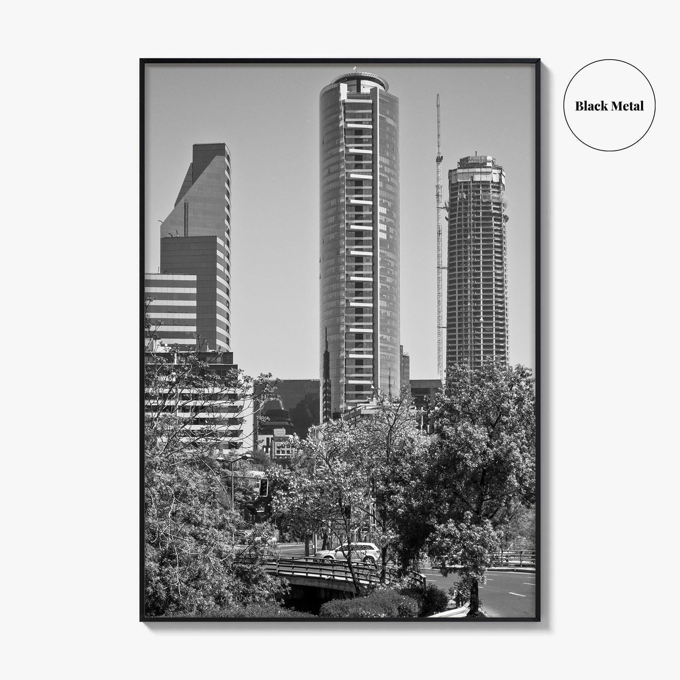 Santiago de Chile Skyline Black and White Fine Art Photo Print, Wall Decor Poster