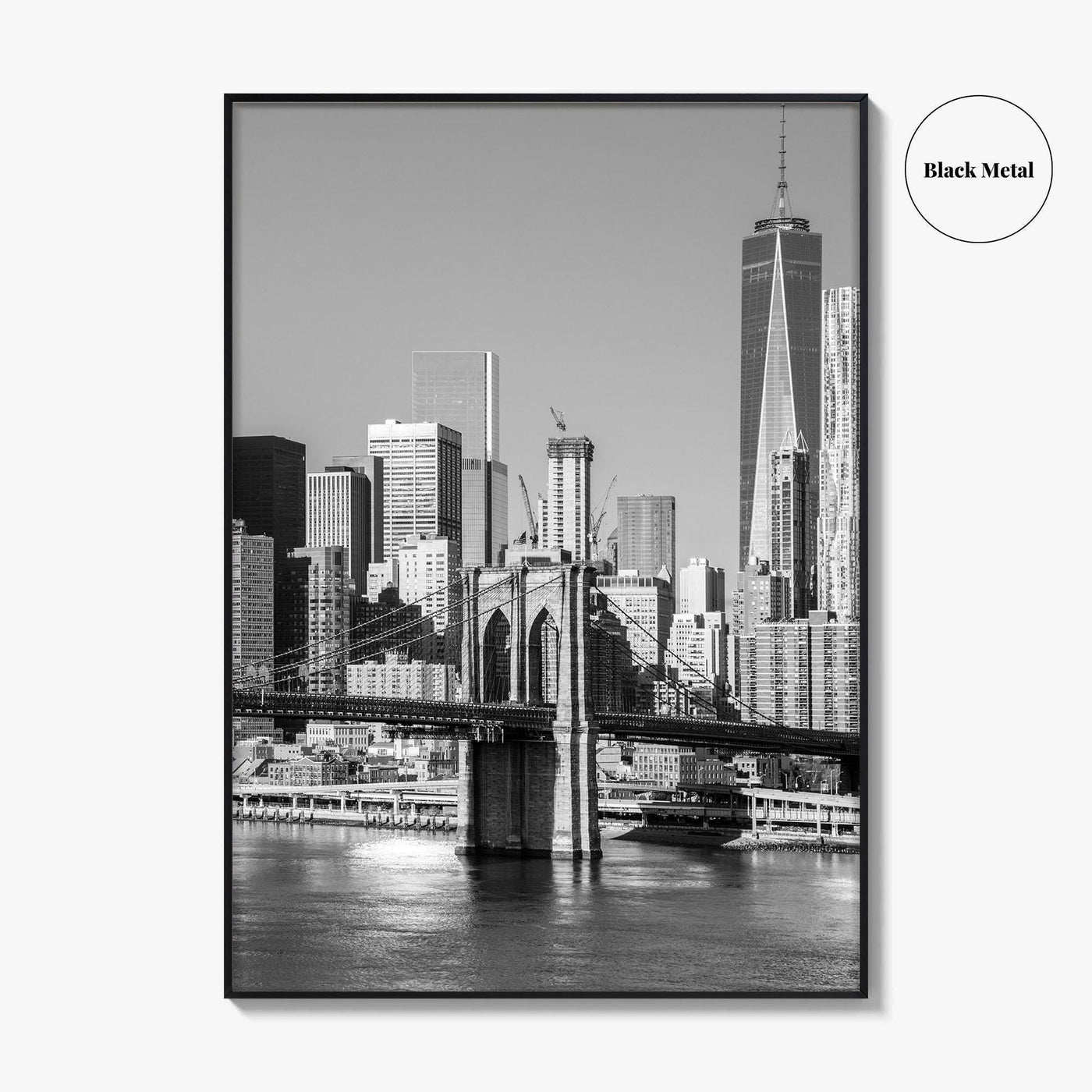 New York City Skyline Black and White Fine Art Photo Print, Brooklyn Bridge Poster