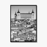 Toledo Spain Black and White Fine Art Photo Print, Alcazar Cityscape, Poster