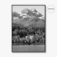 St Moritz Black and White Fine Art Photo Print, Engadin Valley Switzerland Poster