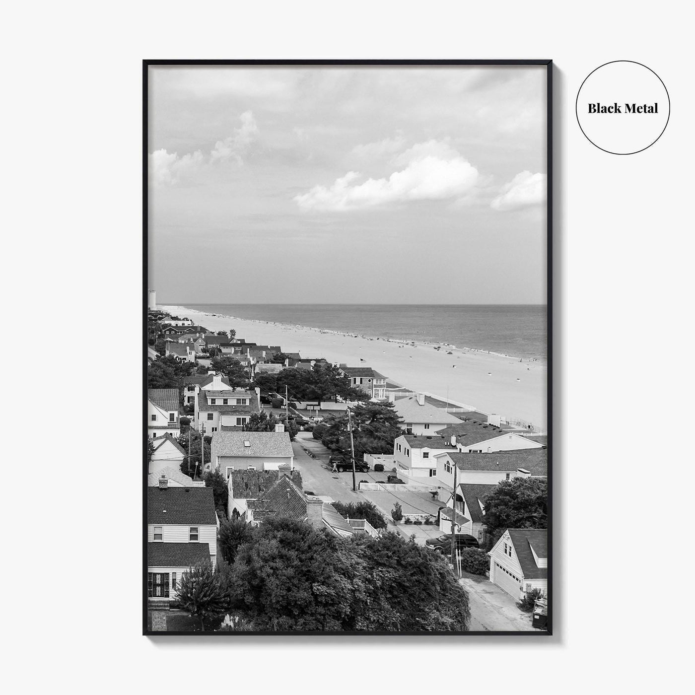 Virginia Beach Black and White Fine Art Photo Print, Aerial Oceanfront Poster, USA