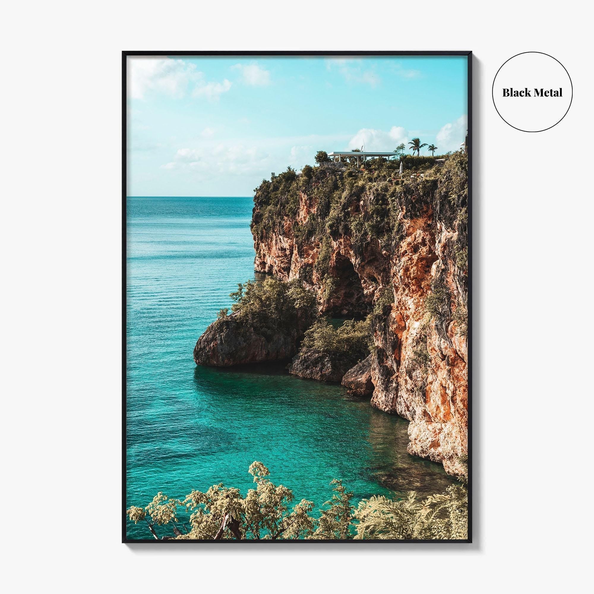 Anguilla Fine Art Photo Print, Caribbean Tropical Coastline Wall Decor Poster, Ocean Cliffs