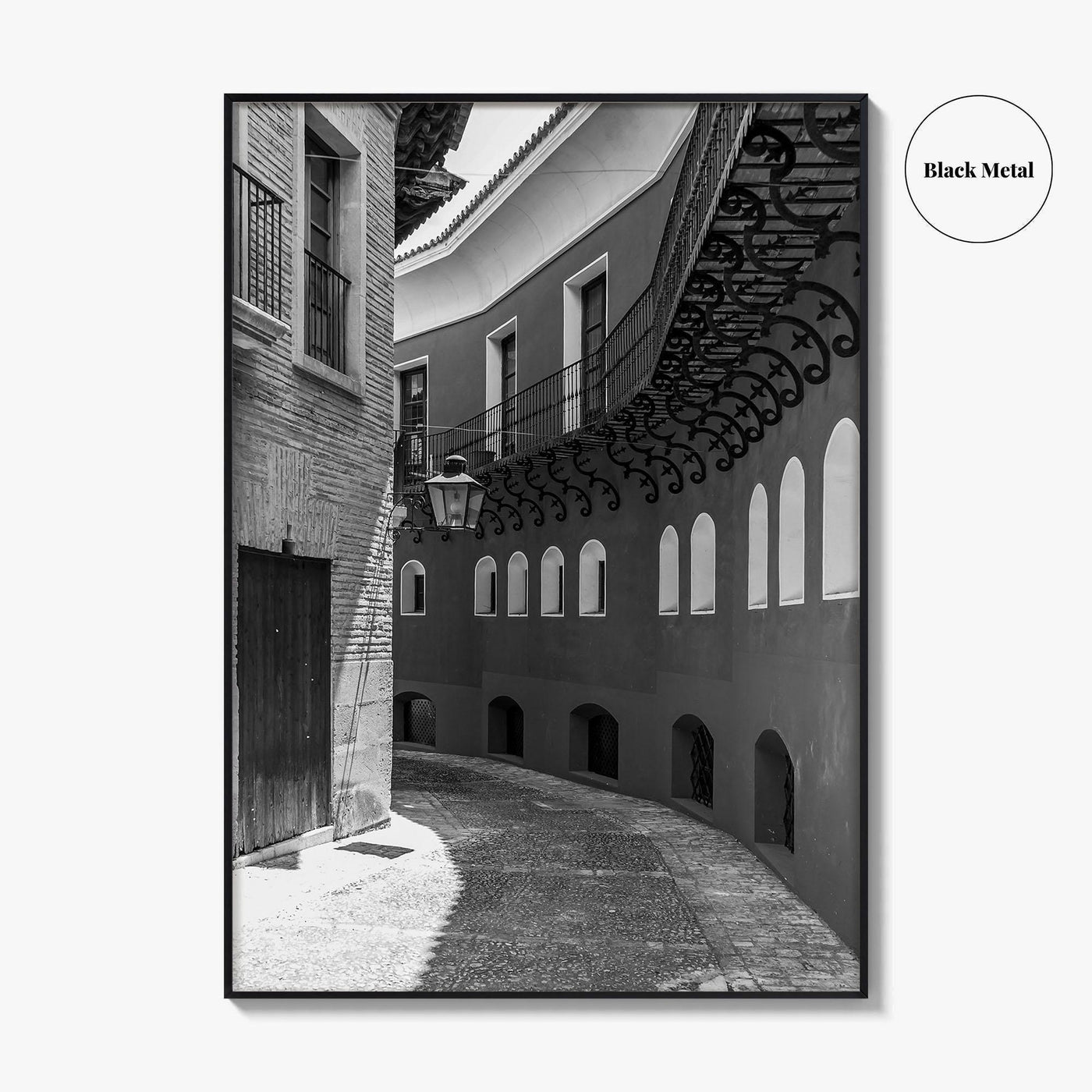 Toledo Black and White Fine Art Photo Print, Old Town Street, Spain Poster