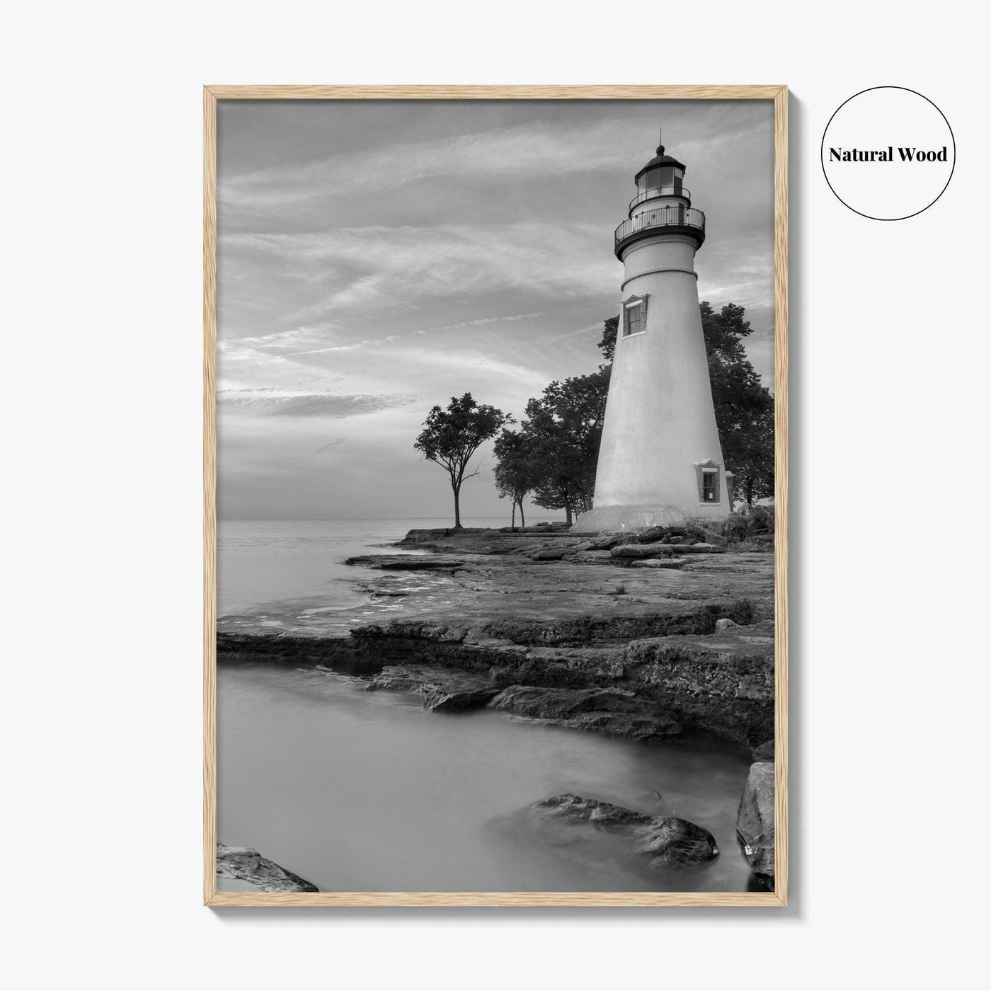 Marblehead Lighthouse Black and White Fine Art Photo Print, Lake Erie Ohio Poster