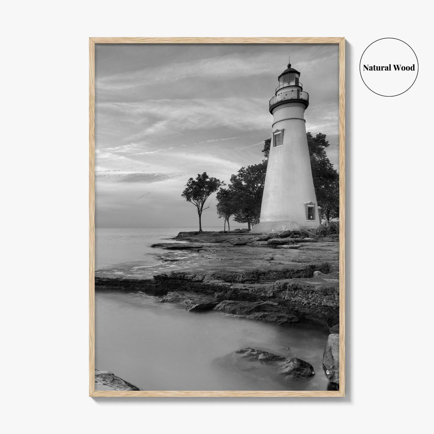 Marblehead Lighthouse Black and White Fine Art Photo Print, Lake Erie Ohio Poster