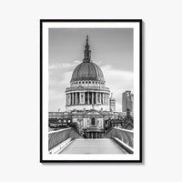 St Paul's Cathedral Black and White Fine Art Photo Print, London Millennium Bridge Poster