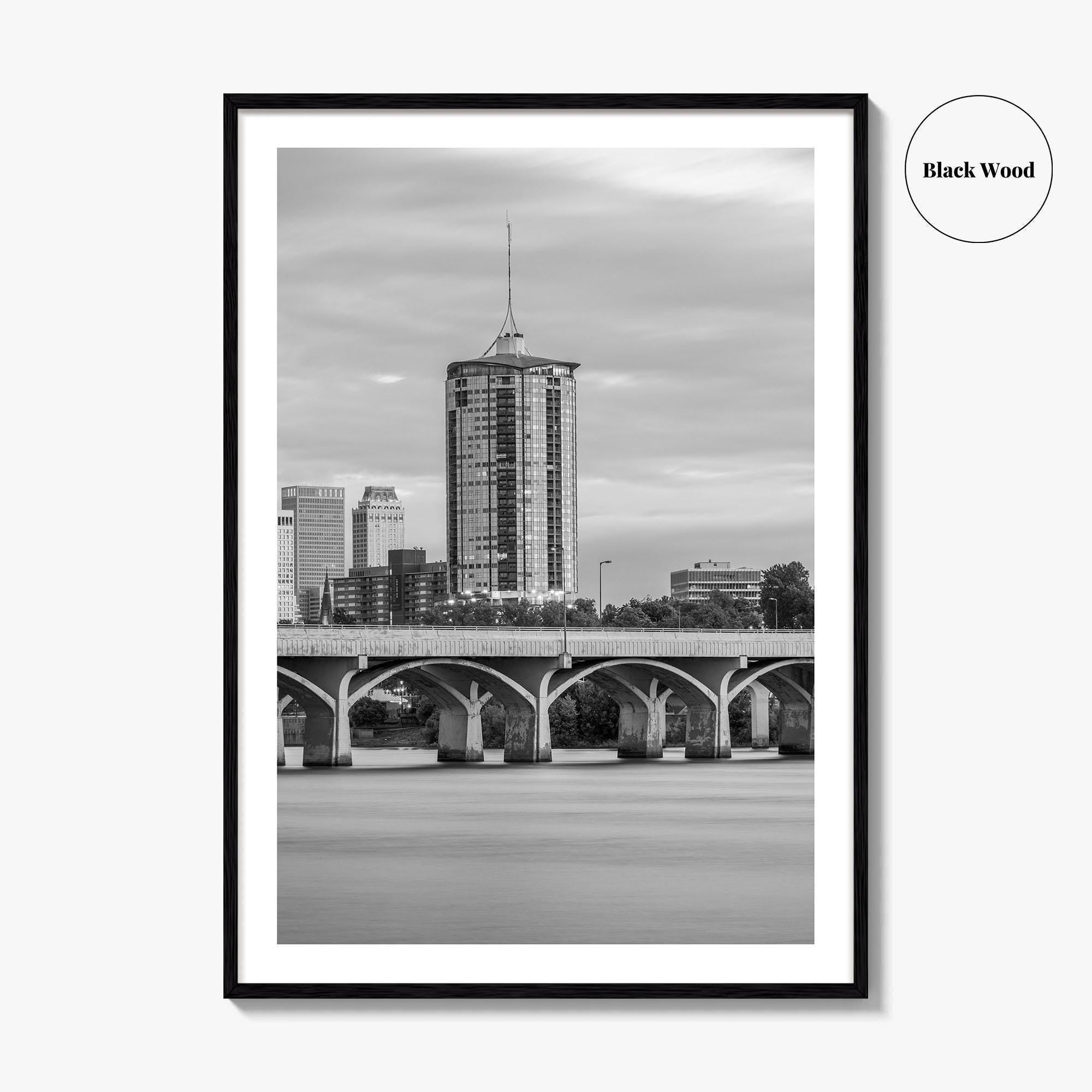 Tulsa Skyline Black and White Fine Art Photo Print, Oklahoma, USA Wall Decor Poster