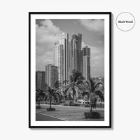 Panama City Skyline Black and White Fine Art Photo Print, Panama Wall Poster