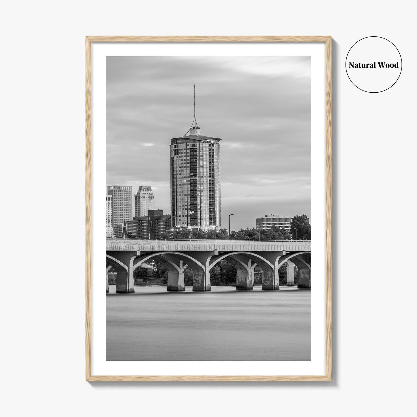 Tulsa Skyline Black and White Fine Art Photo Print, Oklahoma, USA Wall Decor Poster