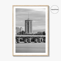 Tulsa Skyline Black and White Fine Art Photo Print, Oklahoma, USA Wall Decor Poster