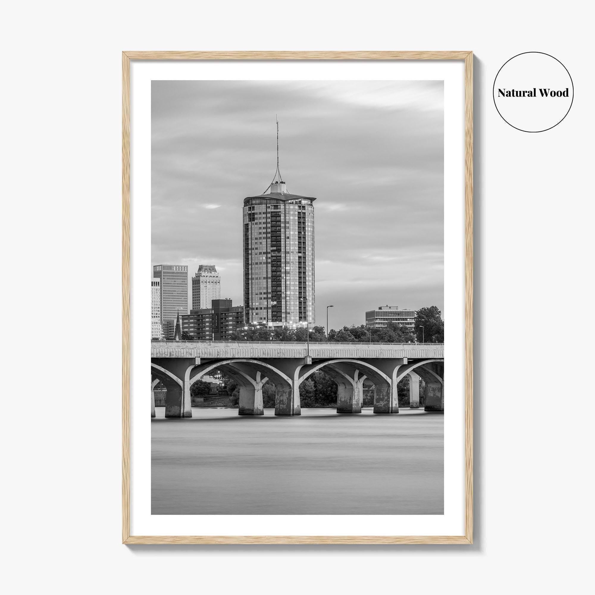 Tulsa Skyline Black and White Fine Art Photo Print, Oklahoma, USA Wall Decor Poster