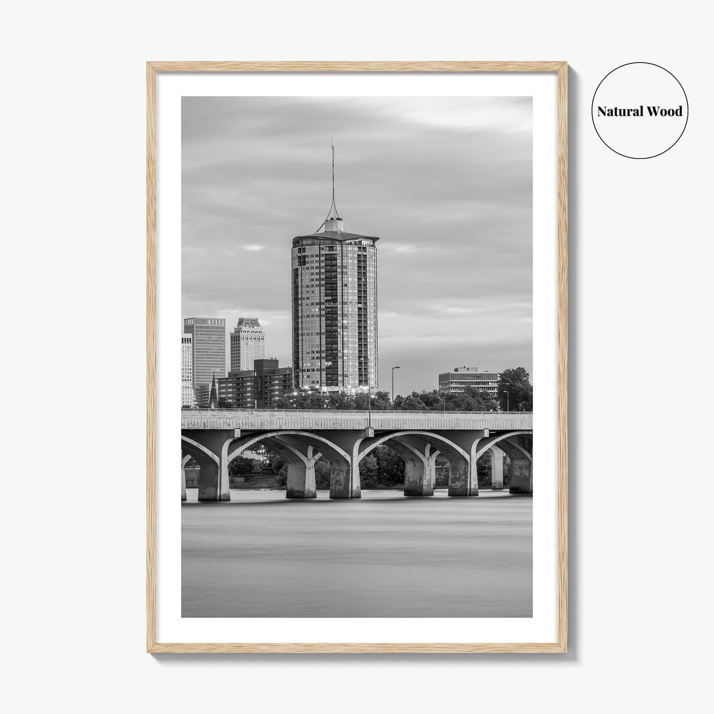 Tulsa Skyline Black and White Fine Art Photo Print, Oklahoma, USA Wall Decor Poster