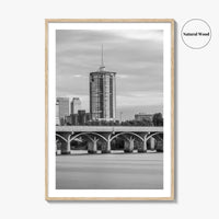 Tulsa Skyline Black and White Fine Art Photo Print, Oklahoma, USA Wall Decor Poster