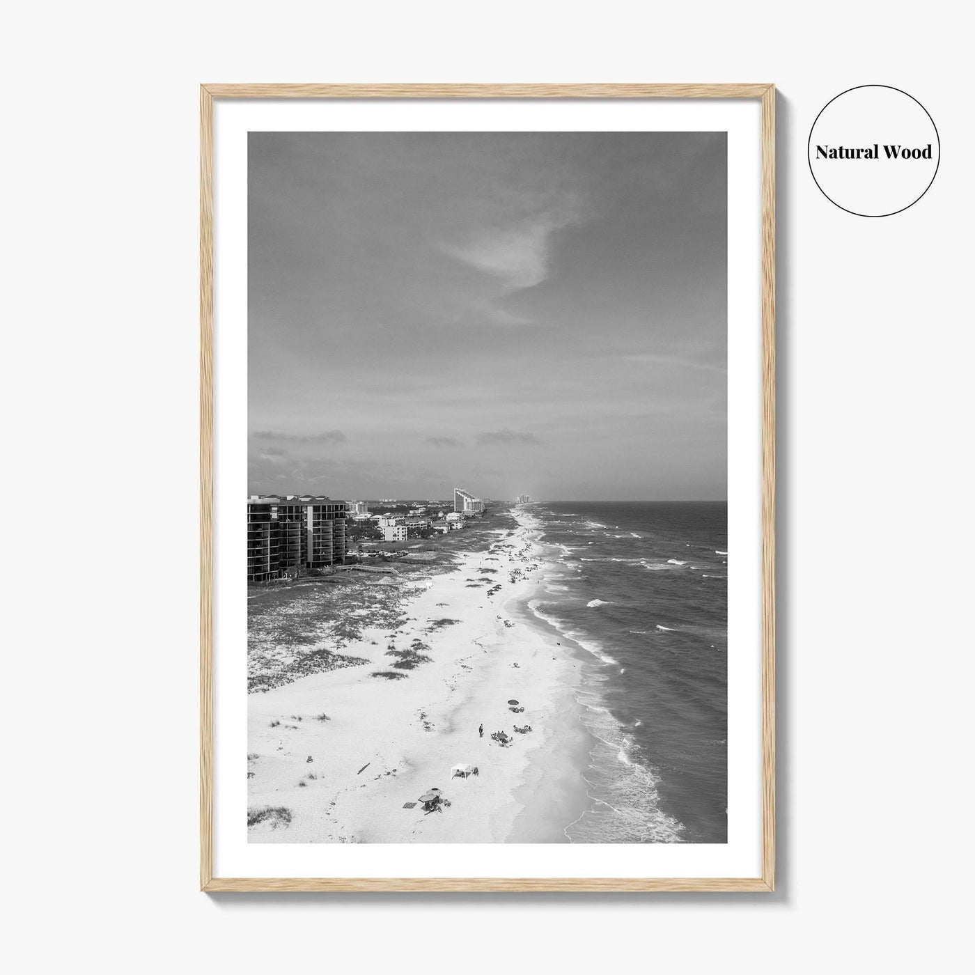 Pensacola Black and White Fine Art Photo Print, Perdido Key Beach Florida, Aerial Poster