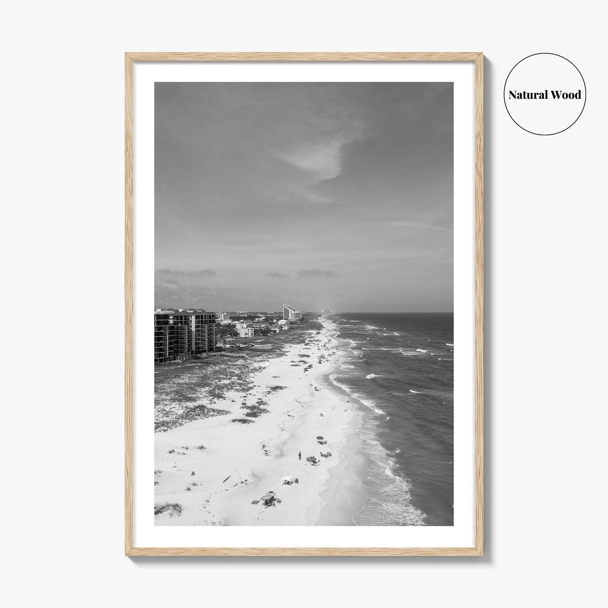 Pensacola Black and White Fine Art Photo Print, Perdido Key Beach Florida, Aerial Poster