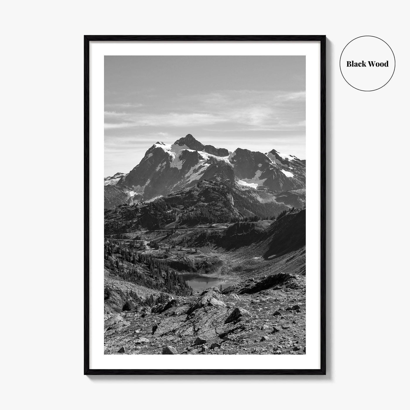 North Cascades Black and White Fine Art Photo Print, Mount Shuksan Washington Poster