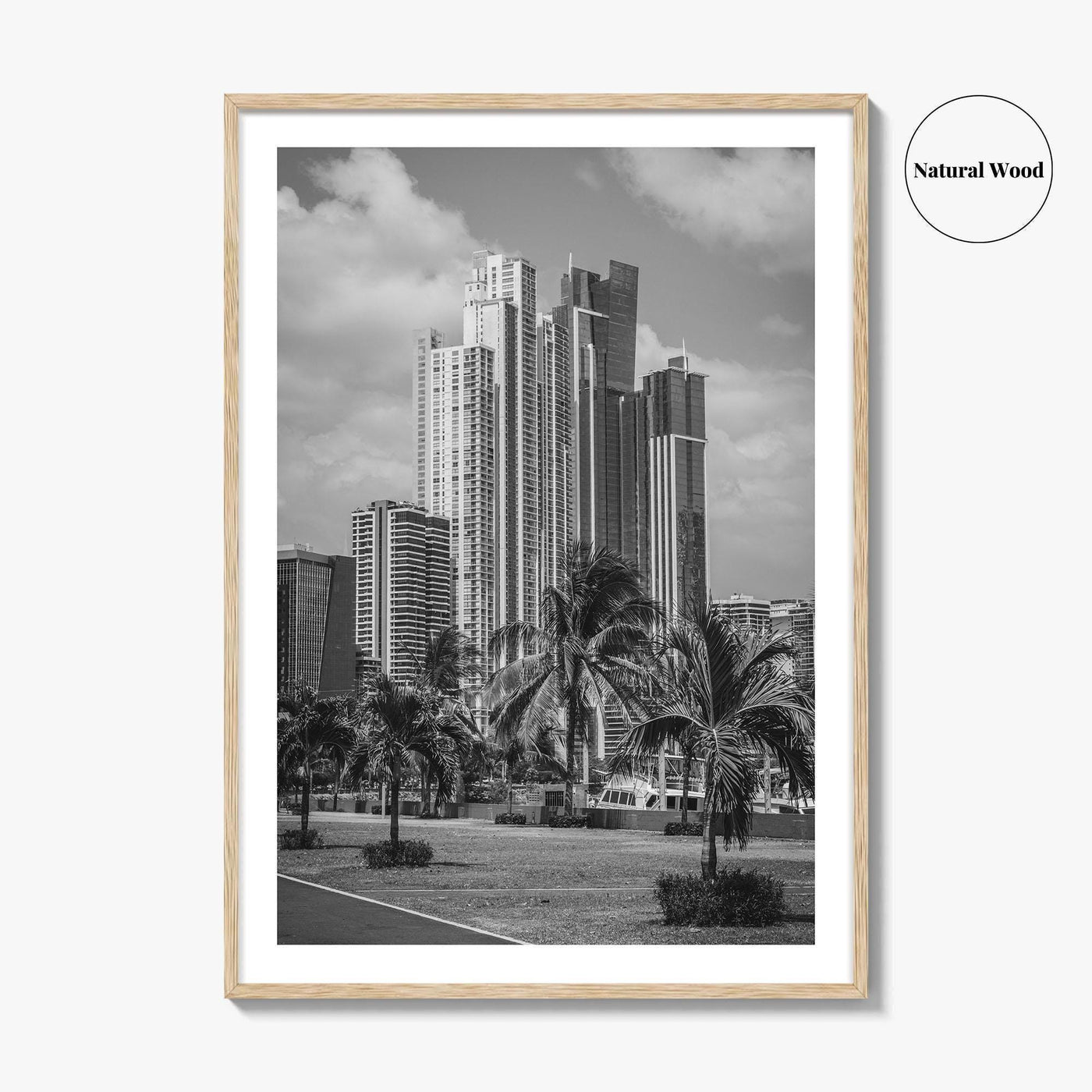 Panama City Skyline Black and White Fine Art Photo Print, Panama Wall Poster