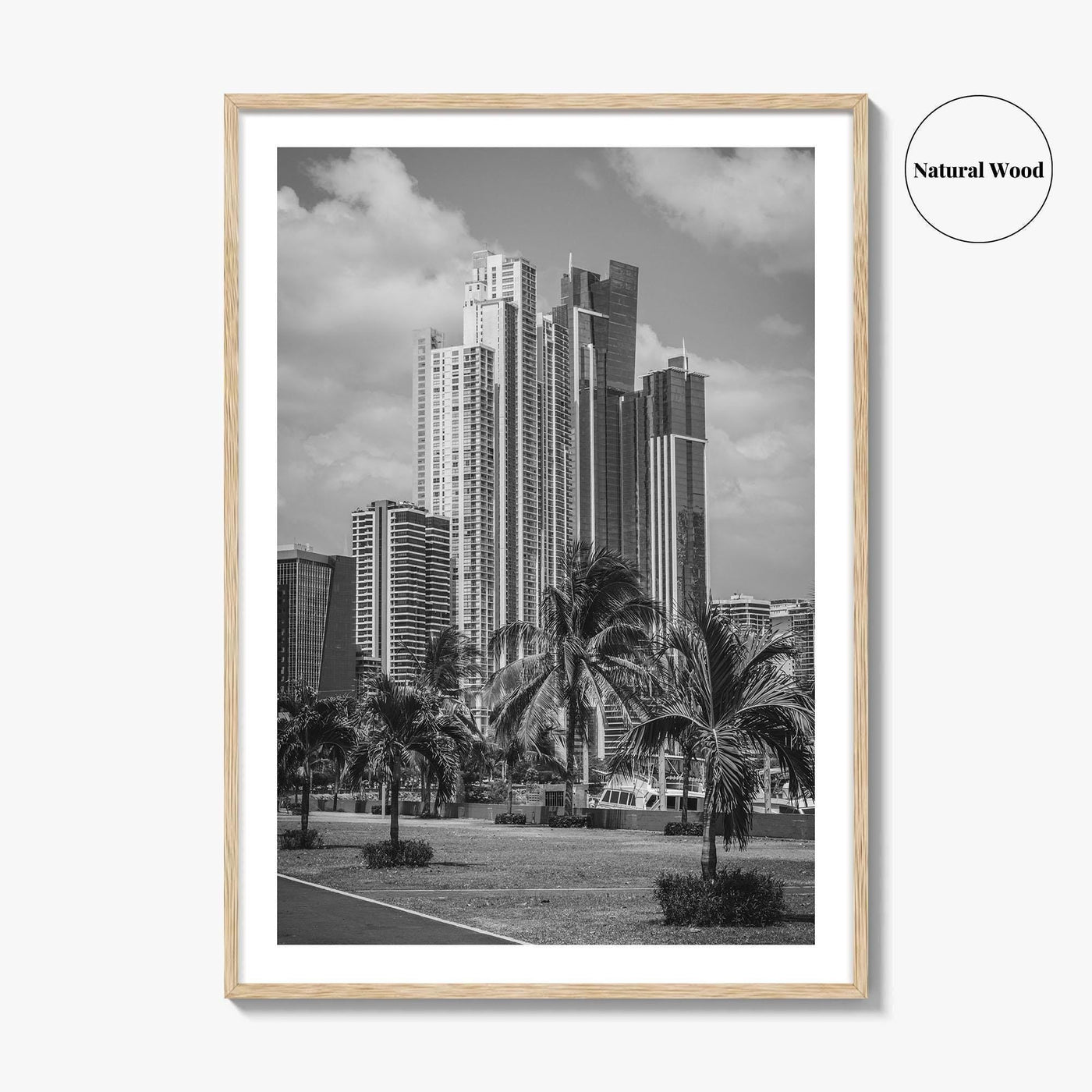 Panama City Skyline Black and White Fine Art Photo Print, Panama Wall Poster