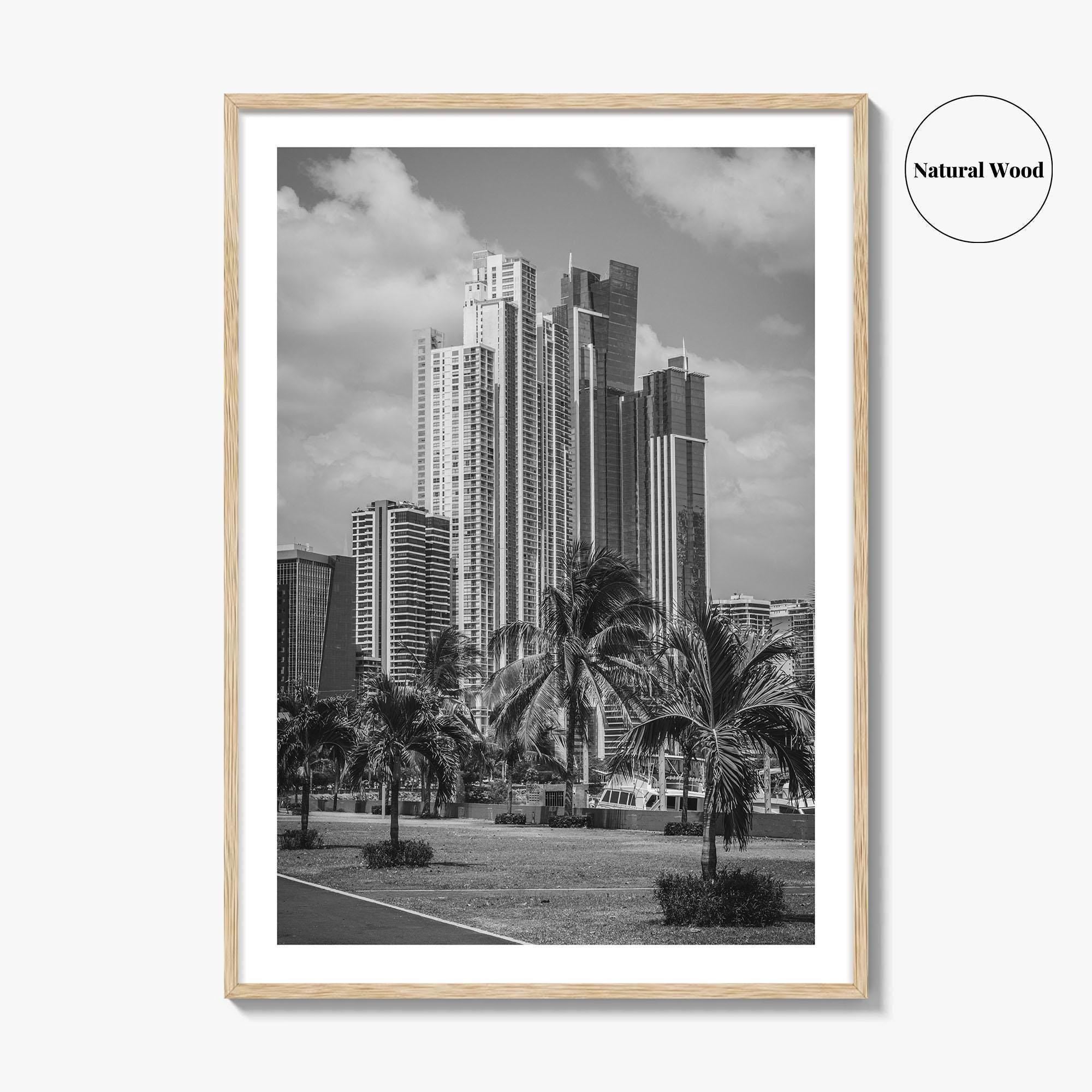 Panama City Skyline Black and White Fine Art Photo Print, Panama Wall Poster